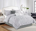 Premium 7-Piece Botanical Jacquard Comforter Set - Ultra Soft Textured Microfiber Bedding Collection with Decorative