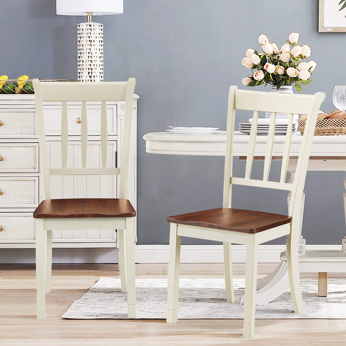 Wood Dining Chairs Set of 2, Armless Kitchen Chairs