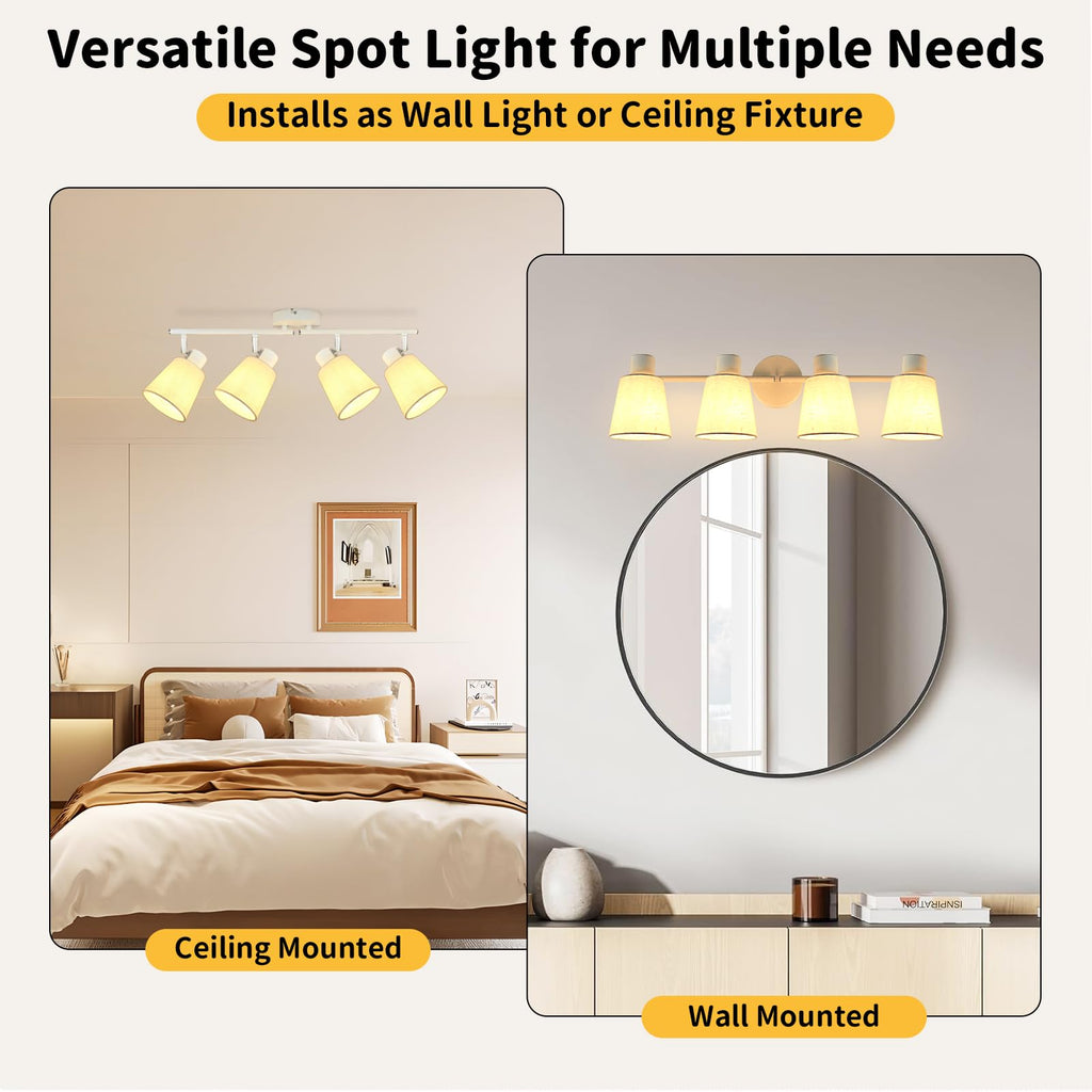 White Track Lighting Ceiling, Fabric Shade Spotlight, E26