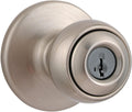 Polo Entry Door Knob with Lock and Key, Secure Keyed Handle Exterior, Front Entrance and Bedroom, Satin Nickel, Pick
