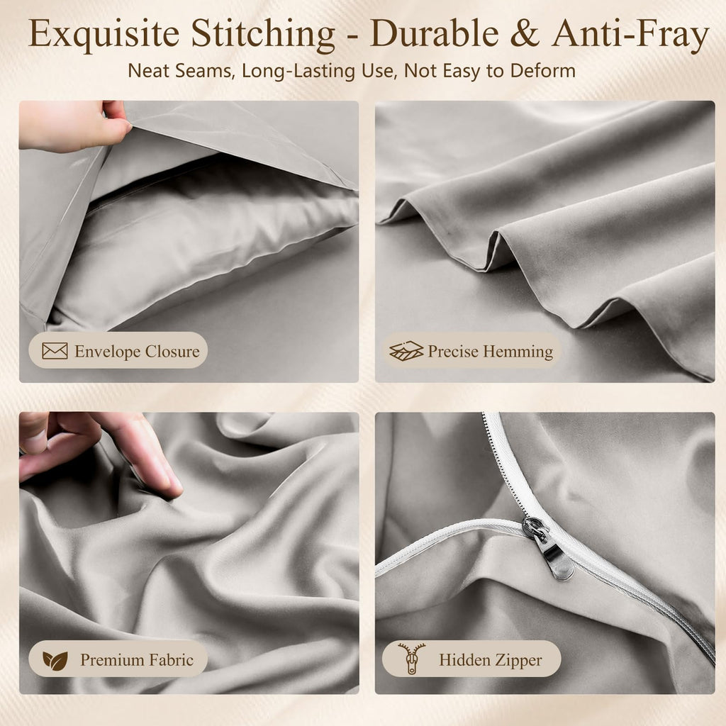 Duvet Cover Set 3 Pieces, 100% Organic Viscose derived from Bamboo, Luxuriously Soft & Cooling, 1 Duvet Cover