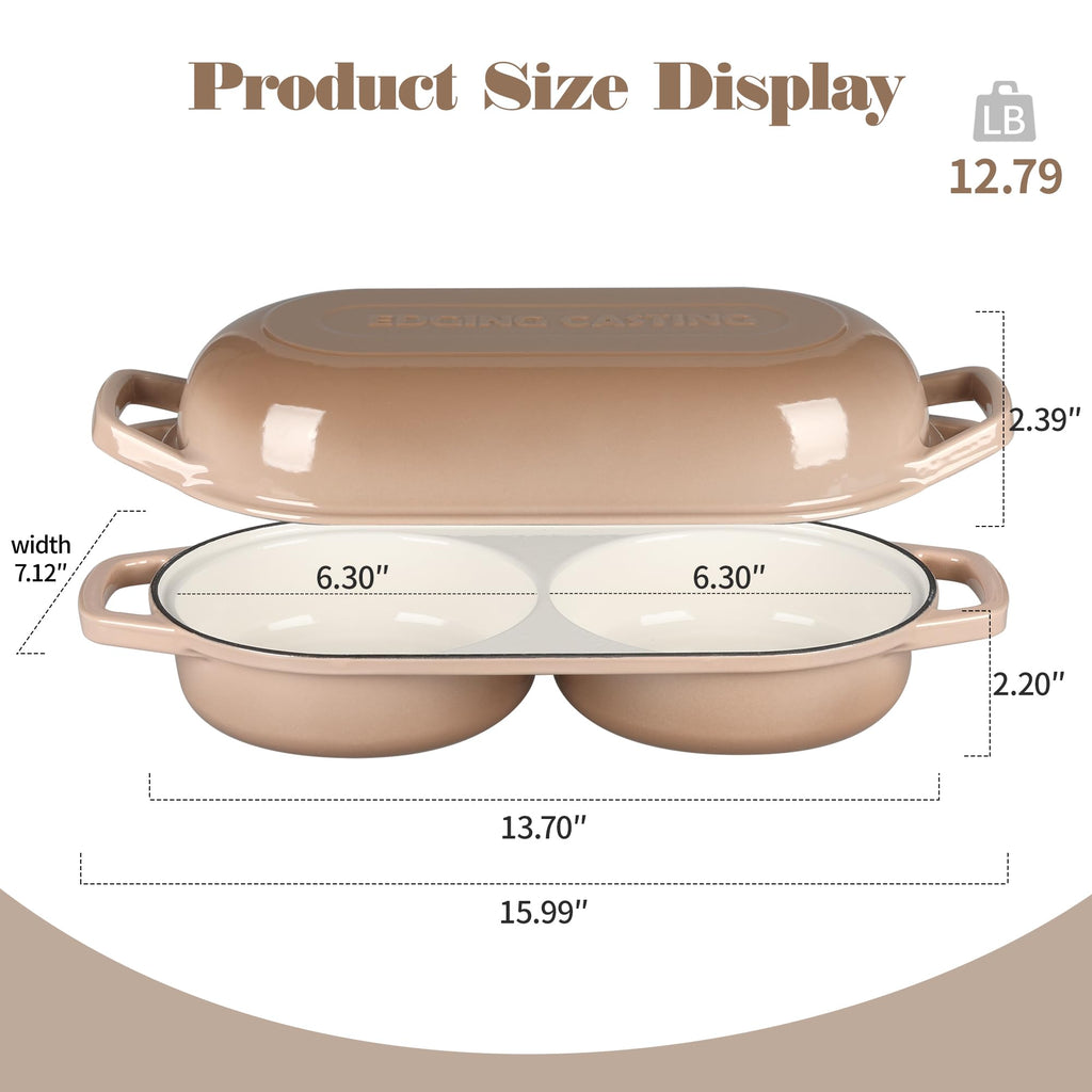 Enameled Cast Iron Double Bread Dutch Oven, Mocha