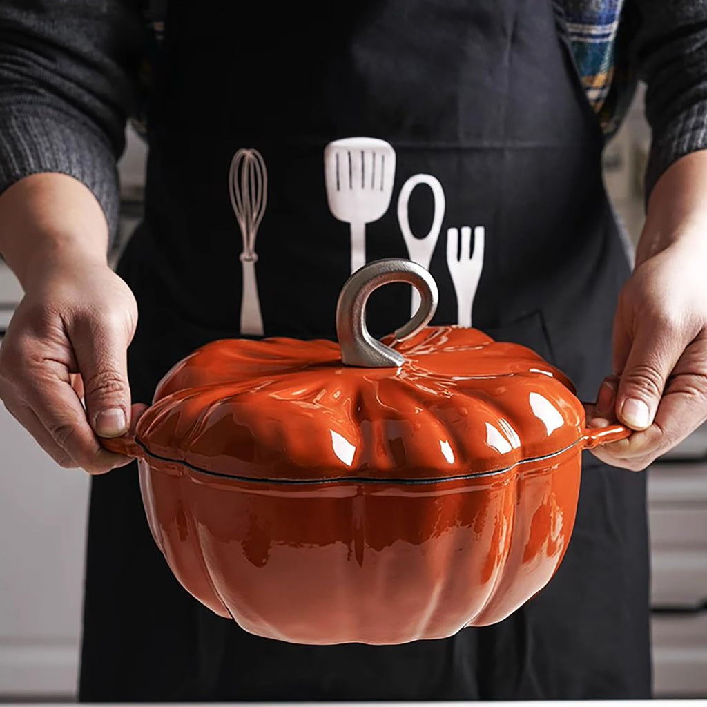 Pumpkin Cocotte,Pumpkin Dutch Oven Pot with Lid,Enamel Cast Iron Cooking Pot,Non Stick Pumpkin Pot,Stew Pot Soup