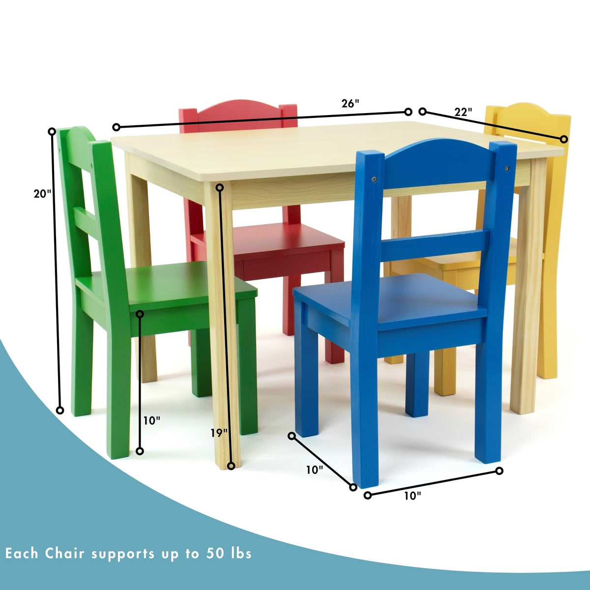 Toddler Table and Chair Set for Kids, Wood Activity Furniture