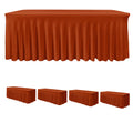 4 Pack Rust Spandex Table Skirts 6ft Fall Tablecloths Ruffle