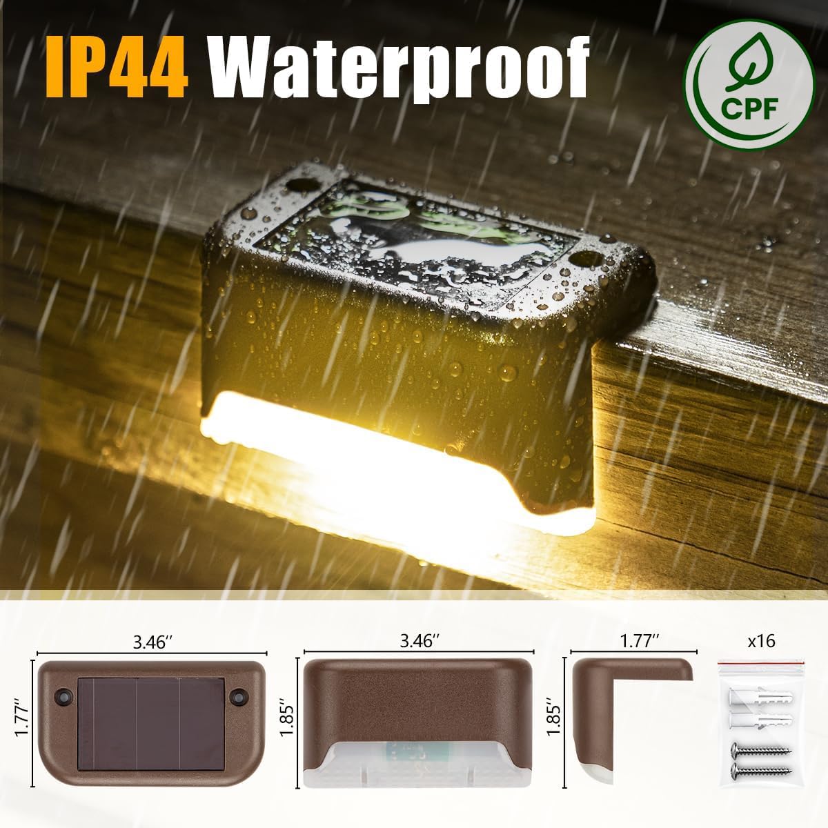 Solar Deck Lights Outdoor 24 Pack, Step Light Waterproof, Warm White