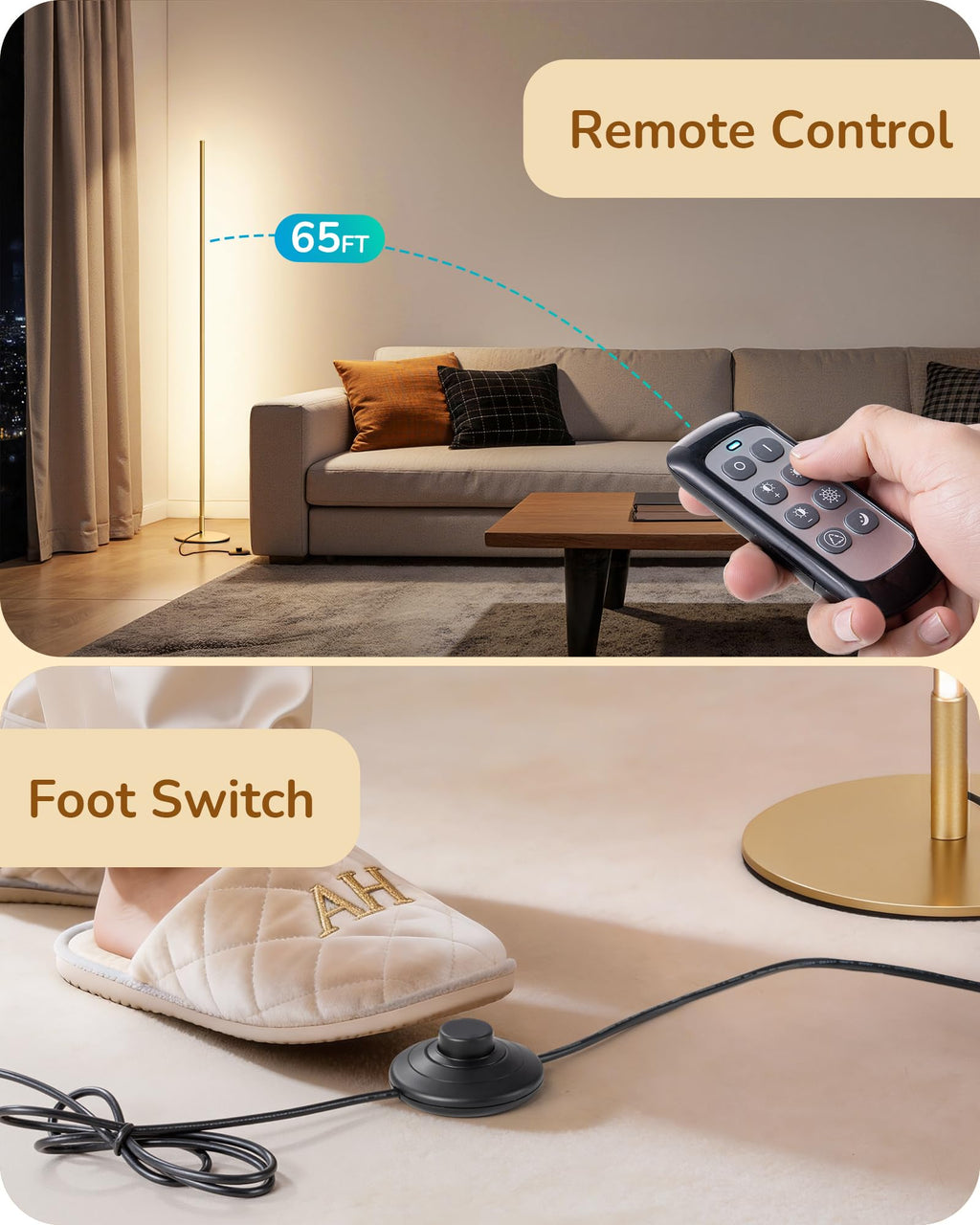 2 Pack 57.5" Corner Lamp with Remote, 7 CCT Adjustable & Dimmable
