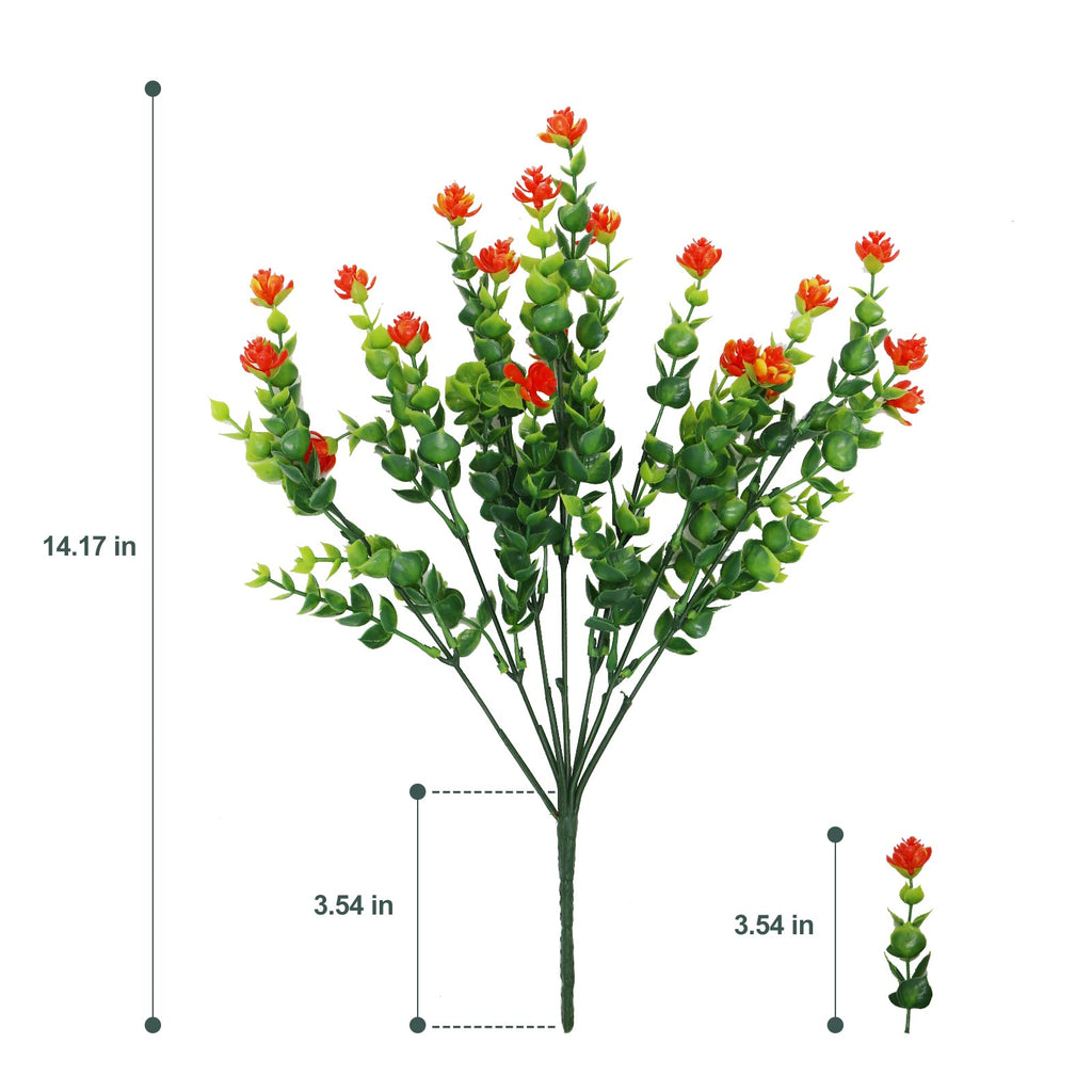 20 Bundles Artificial Flowers Outdoor Fake Plants, UV Resistant No Fade Faux Plastic Greenery Shrubs for Hanging