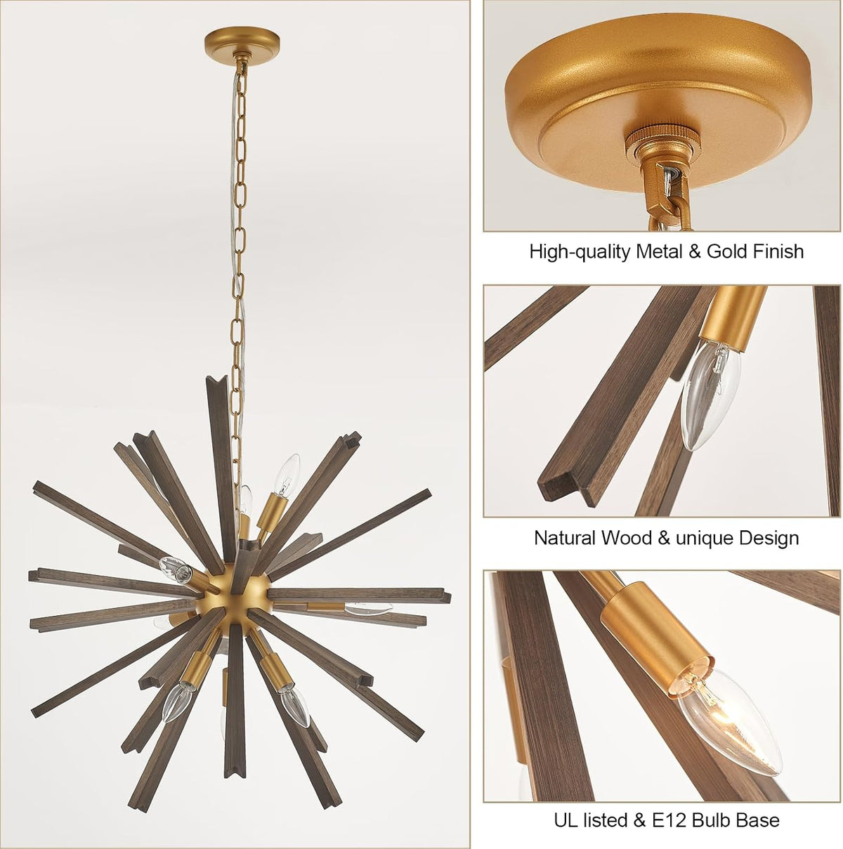 9-Light Gold Farmhouse Chandelier