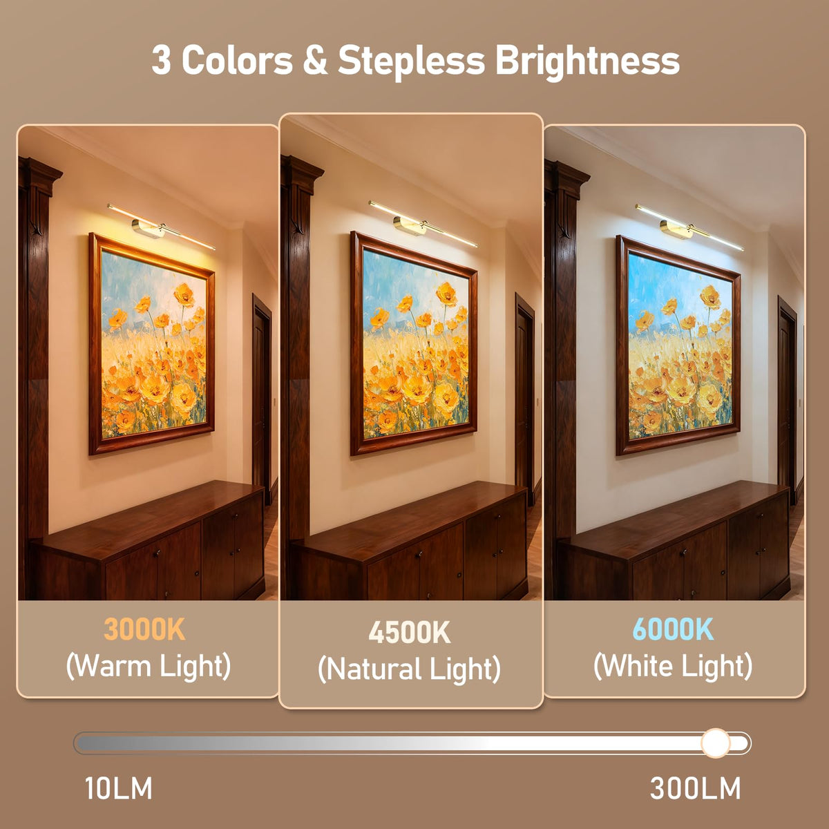24" Wireless Picture Lights for Wall, Rechargeable Art Light
