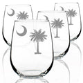 South Carolina Flag Wine Glass for South Carolinians - 17 oz - Set of 4