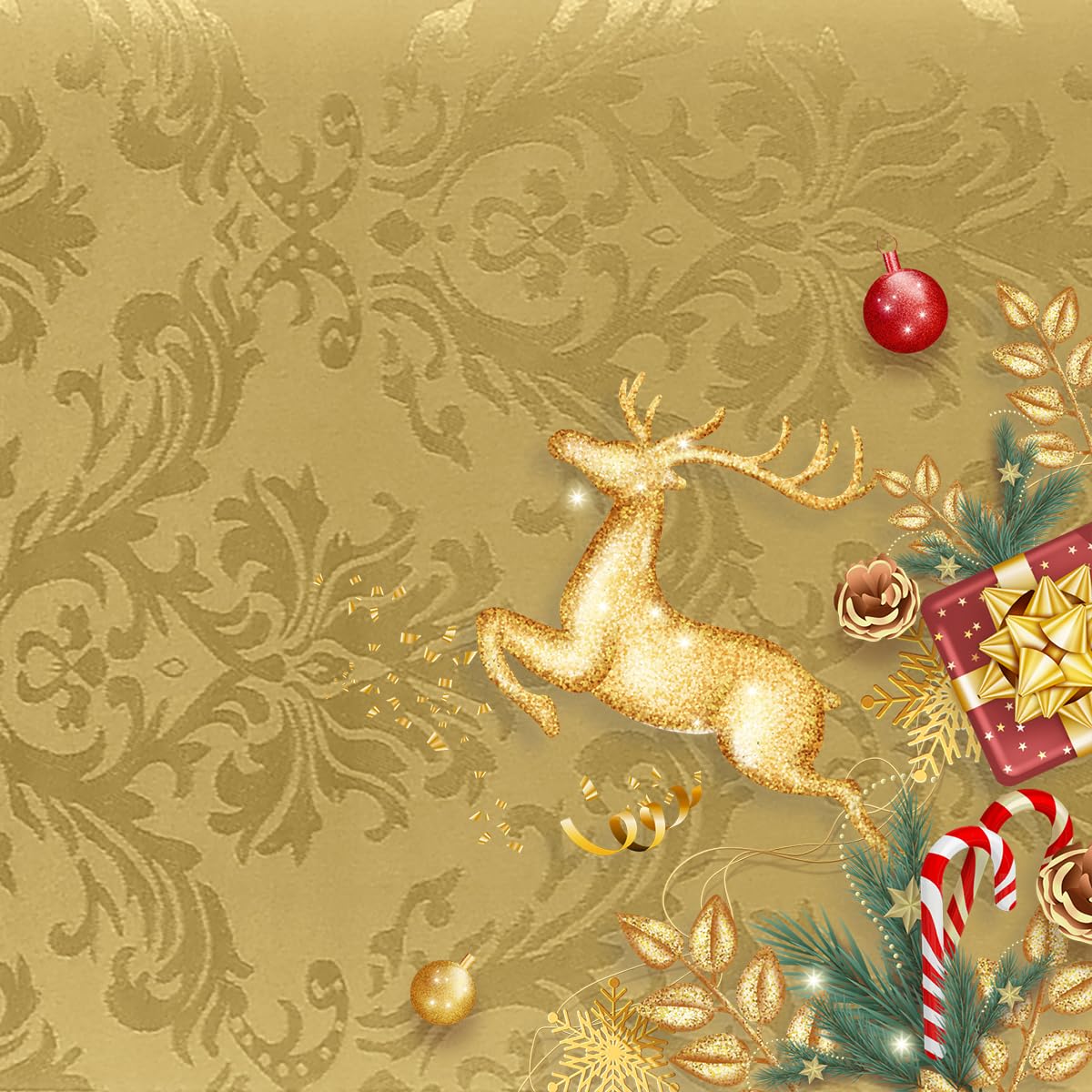 Golden Yellow Fall Jacquard Cloth Napkins, 20 x 20 Inch, Set of 4