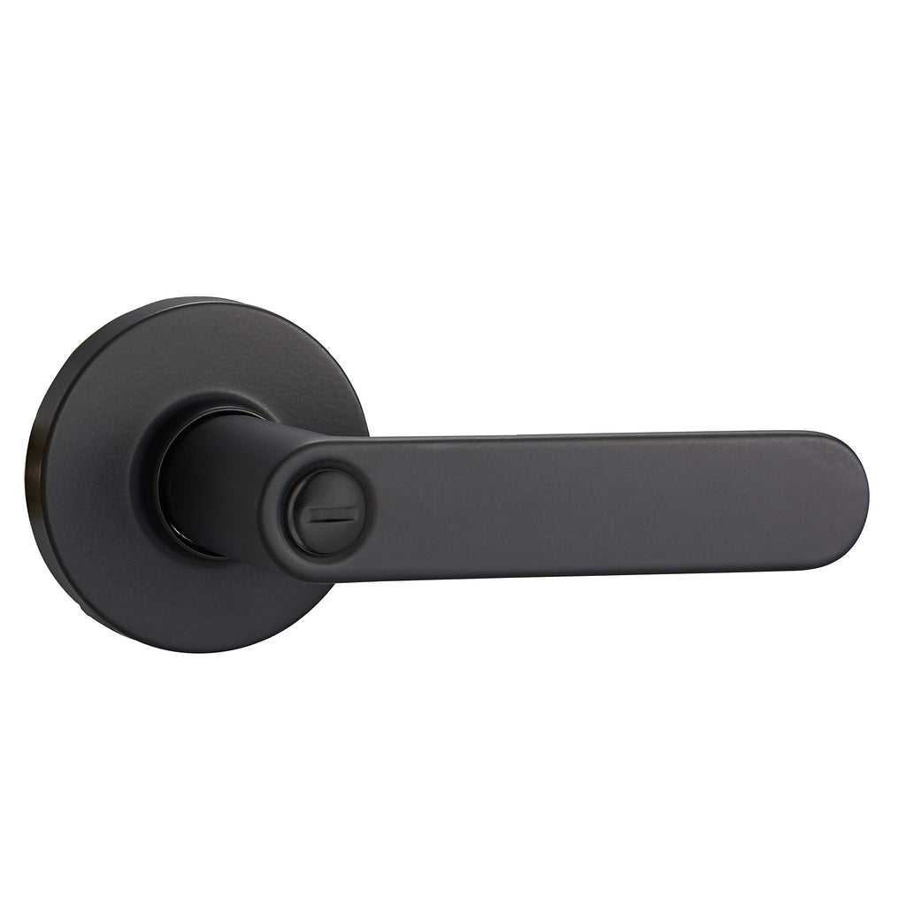 Contemporary Reno Door Lever with Lock, Privacy, Matte Black