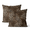Brown Leopard Print Pillow Covers 20x20 Inch 2 Pcs Beige Animal Skin Cheetah Print Decor Throw Pillows Modern Outdoor