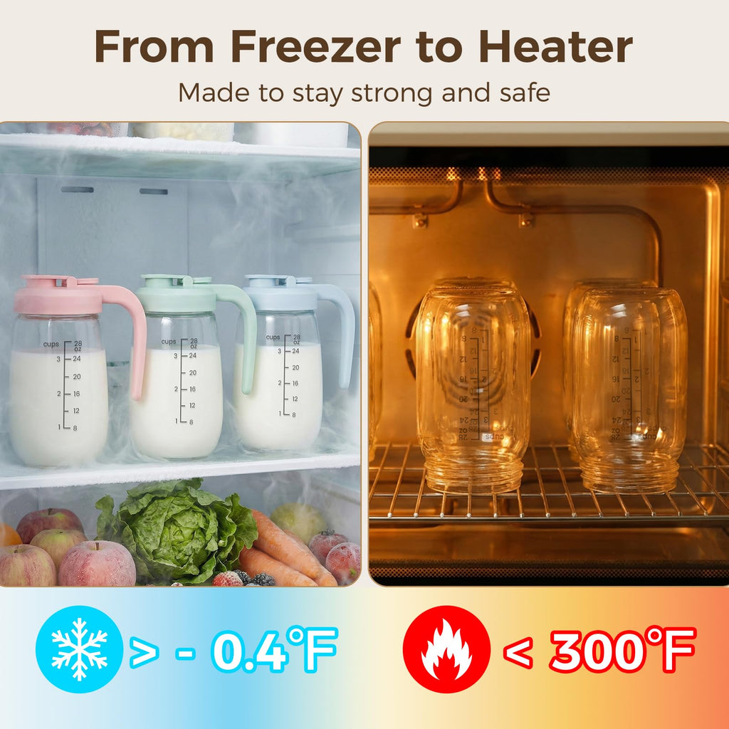 Breast Milk Pitcher 32 OZ, Heat & Cold Resistant, Sudden Temperature Safe, Fast Baby Formula Maker with Wide Mouth
