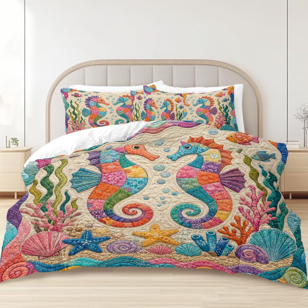 Ocean Seahorse Comforter Colorful Comforter Set