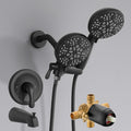 Black Shower Faucet Set with Tub Spout - Tub and Shower Faucet Combo| Dual 2 in 1 Shower System with Handheld
