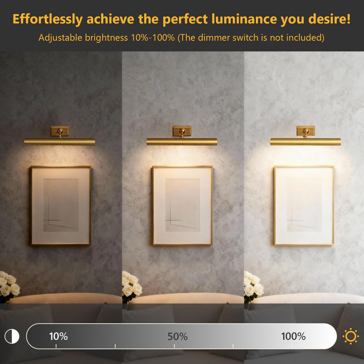 18 inch Picture Lights for Wall Hardwired 2PK Brass Picture Lighting