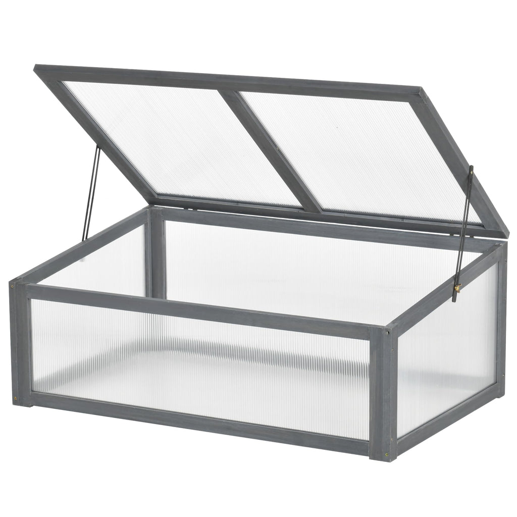 Wooden Cold Frame Mini Greenhouse 39" x 26" x 16" Gray