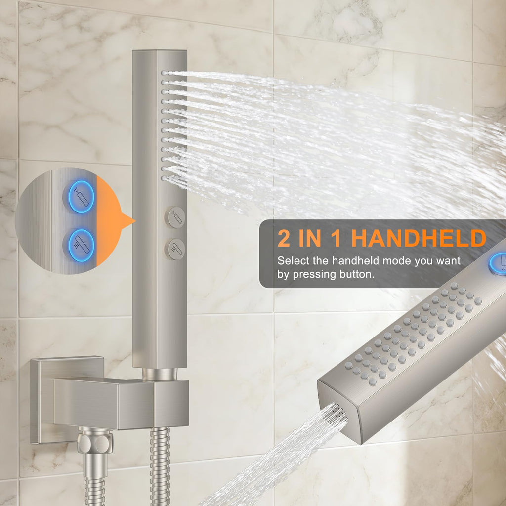 Shower System with Tub Spout, 12" Shower Head Bathtub Faucet Set