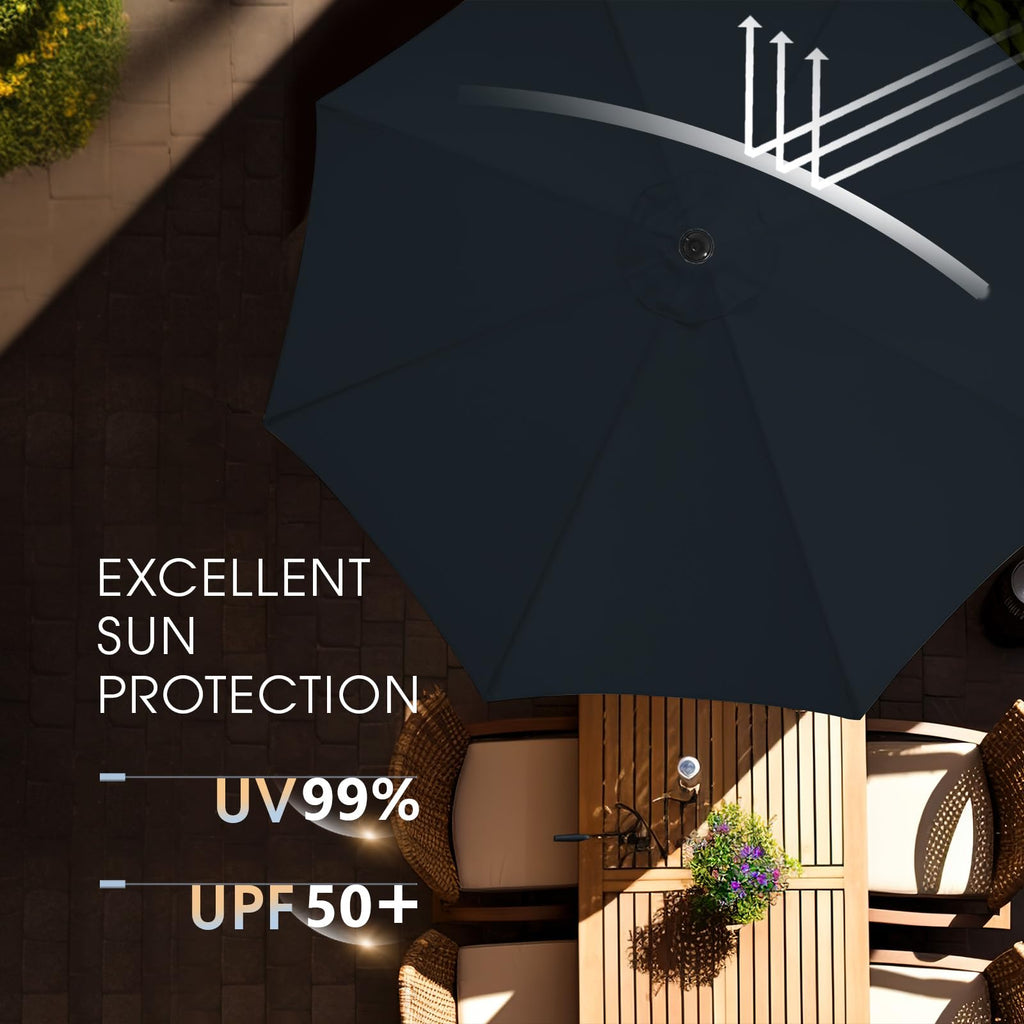 11FT Patio Umbrella with Base, Outdoor Umbrellas with Base Included, 8 Sturdy Ribs, Waterproof Fade Resistant