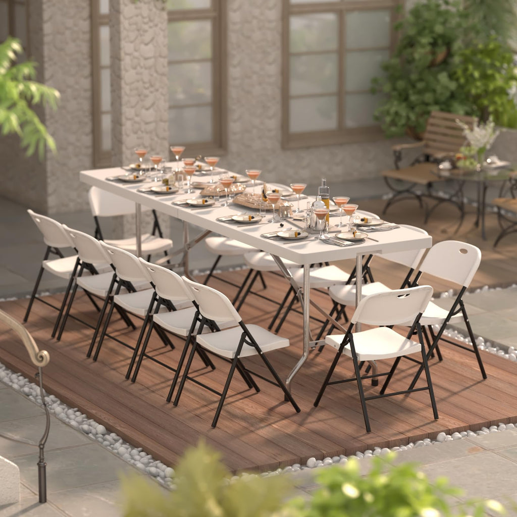 350 Weight Limit Heavy Duty Plastic Folding Chair with Reinforced Steel Frame for Indoor and Outdoor, Wedding, Party