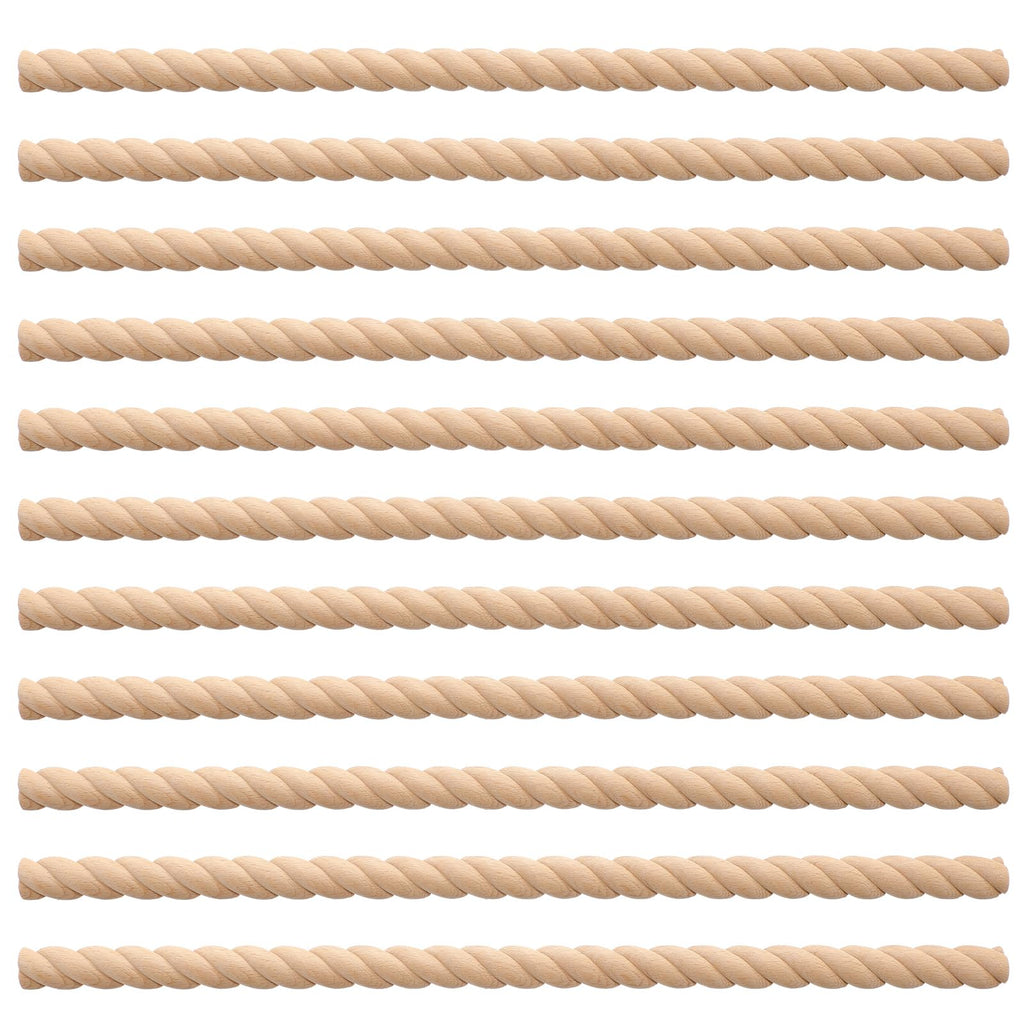 12 Pcs Unfinished 3D Wood Trim Decor, Twist, 18mm