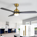 52" Solid Wood Ceiling Fan Lights, Flush Mount & Downrod Mount Ceiling Fan with Lights and Remote
