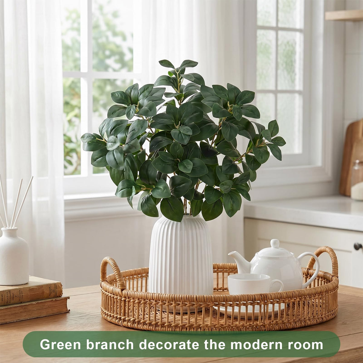 3 Pcs Artificial Greenery Stems, 27.5" Faux Magnolia Leaves Branch
