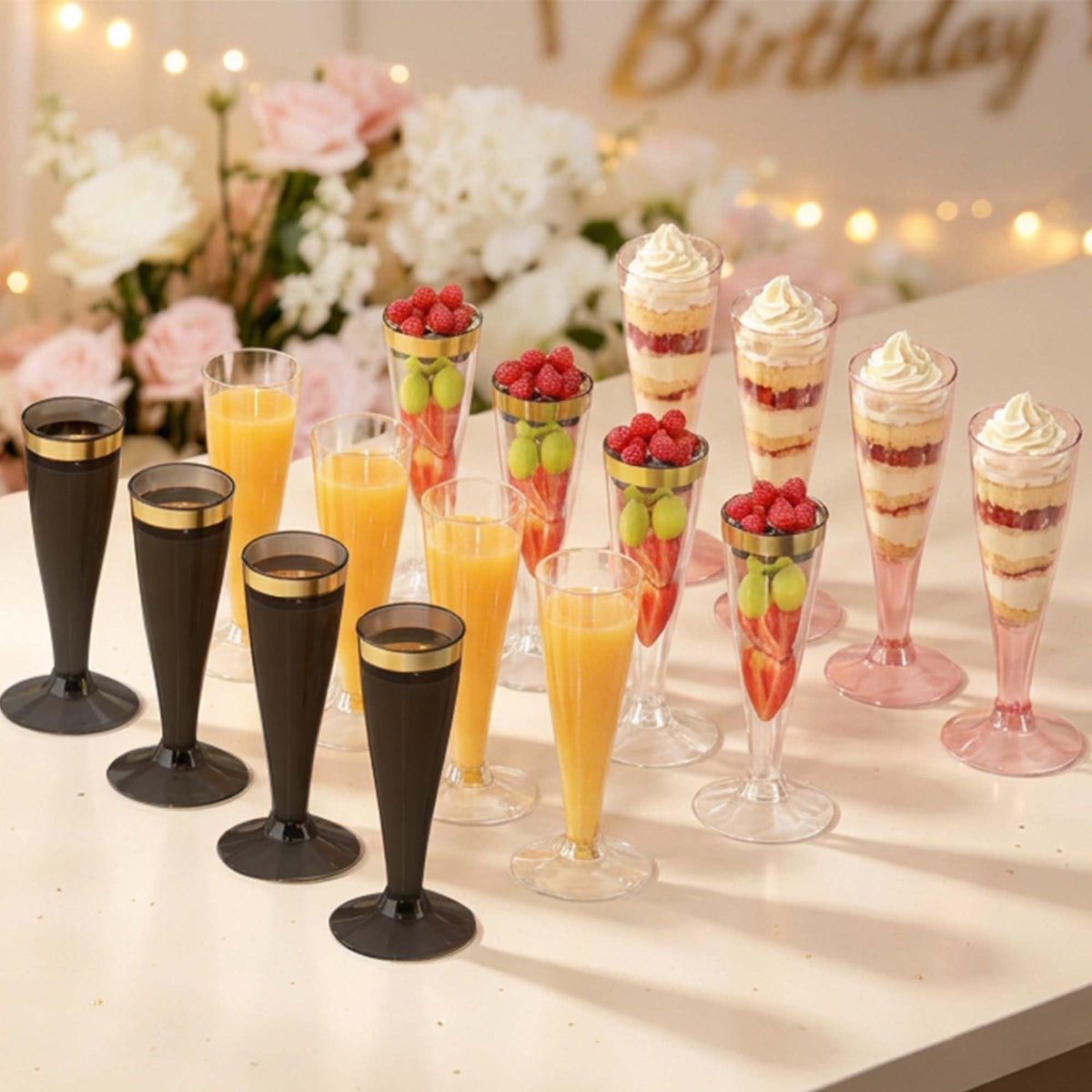 200 Pack Plastic Champagne Flutes Disposable Wine Glasses, 4.5 Oz Clear Mimosa Glasses Cocktail Cups for New Year Eve