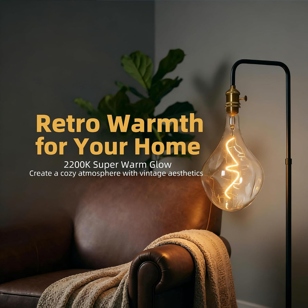 Oversized Irregular Vintage LEDEdison Bulbs Dimmable 2200K 5W Amber E26 1PK