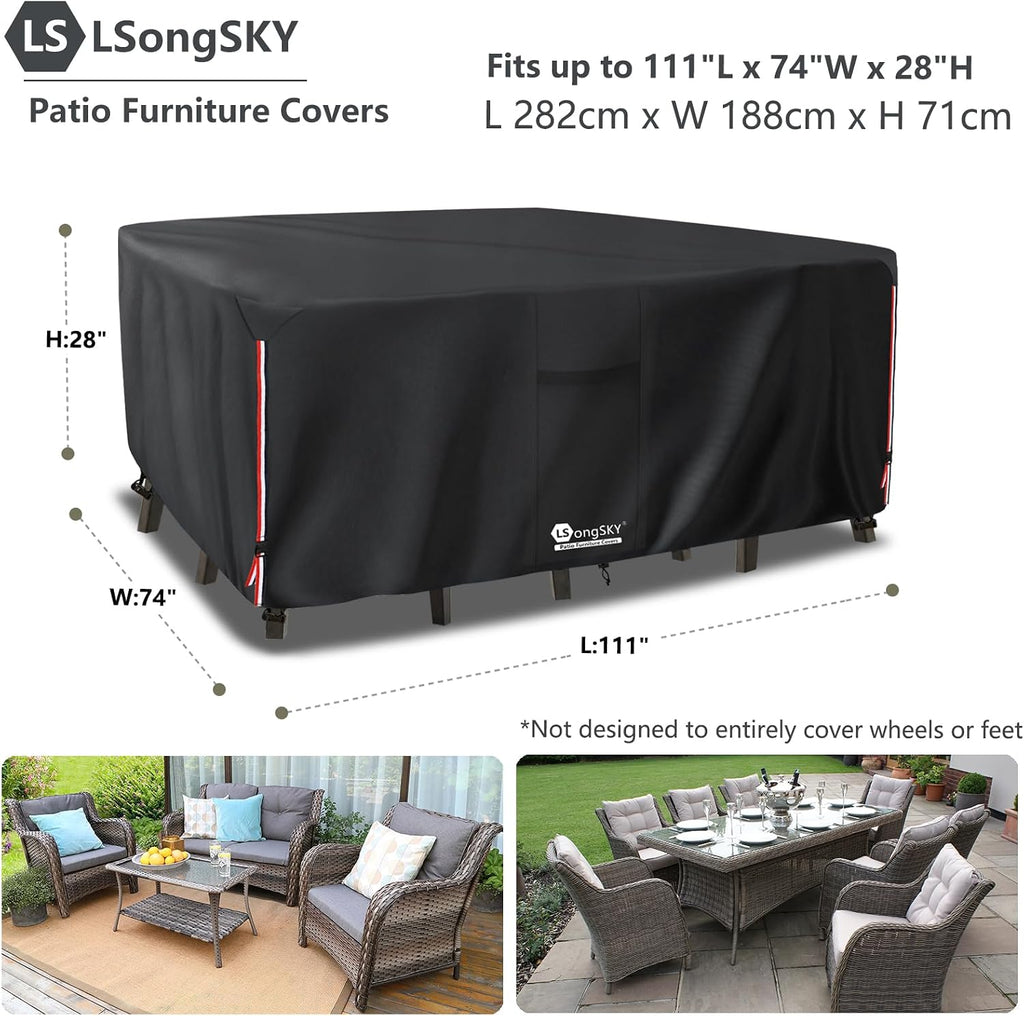 Outdoor Furniture Covers Waterproof,600D Heavy Duty Patio Furniture Covers for 6/7/8 PCS Sets Sectional Sofa Couch - Set of 8