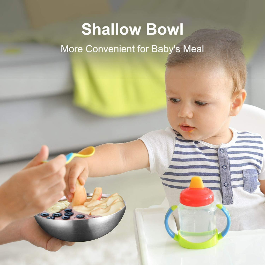 Stainless Steel Bowls for Kids, 18/8 Stainless Steel Toddler Bowl, BPA-Free, Durable & Easy Clean, 4 Pack - 14.5 oz