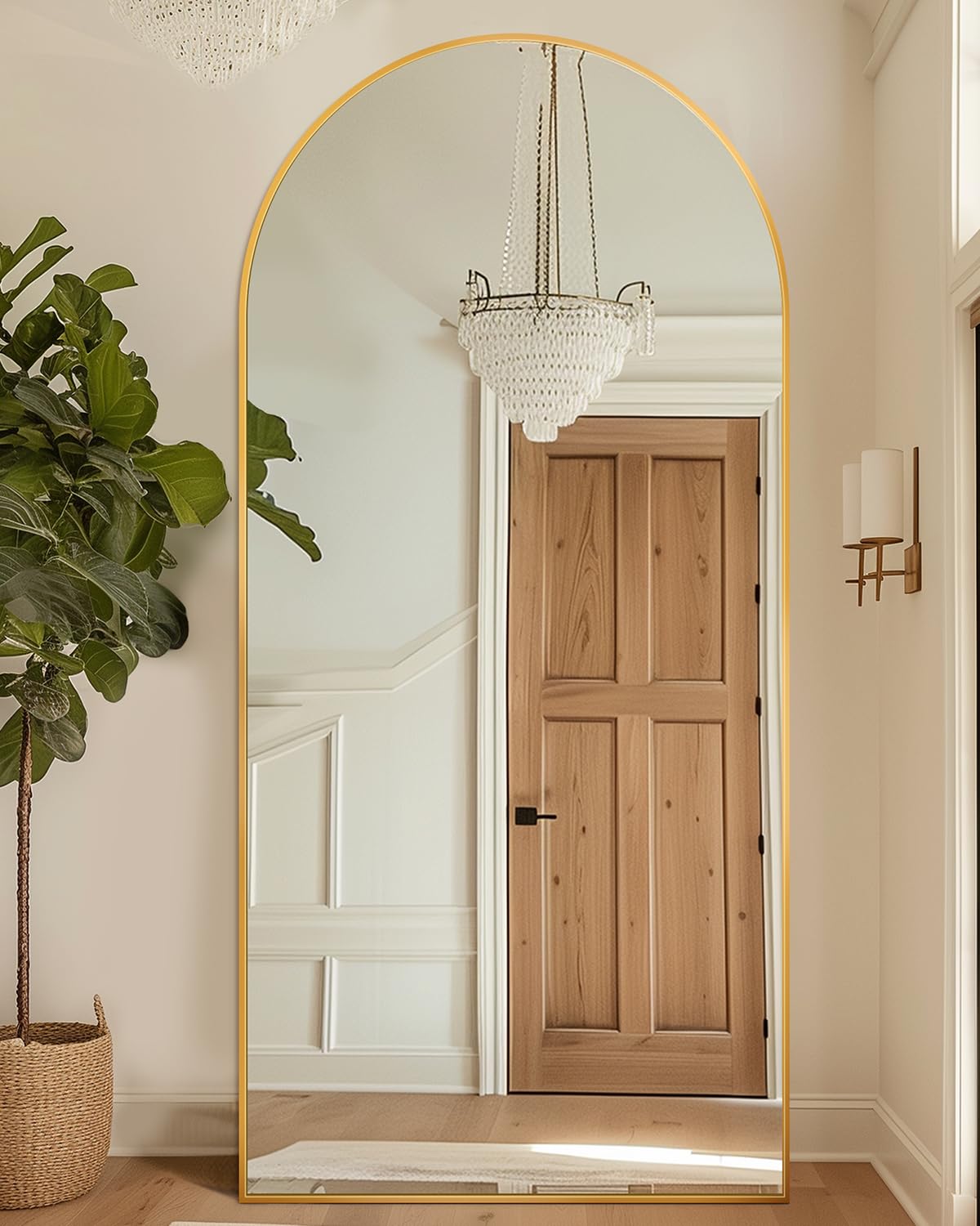 76"x34" Arched Full Length Mirror with Stand,Full Body Floor Mirror
