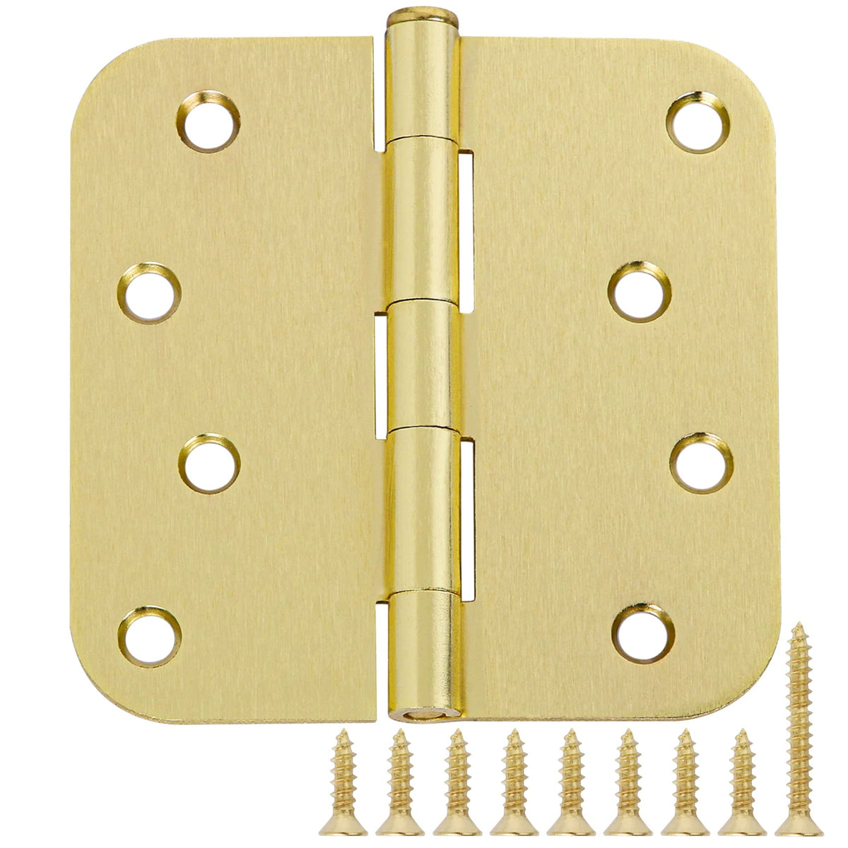 12 Pack Interior Door Hinges 4 Inch Brushed Brass 5/8" Radius