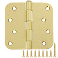 12 Pack Satin Brass Door Hinges 4" Heavy Duty with 5/8" Radius Corners