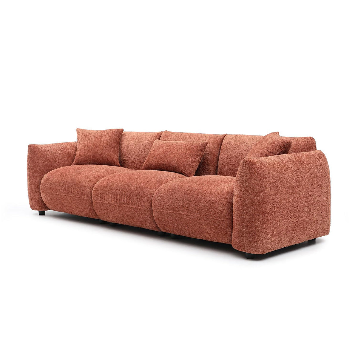 102.36" Modular Sectional Sofa, Modern Back Upholstered Comfy Sofa Couch with 3 Throw Pillows, Teddy Boucle Sofa
