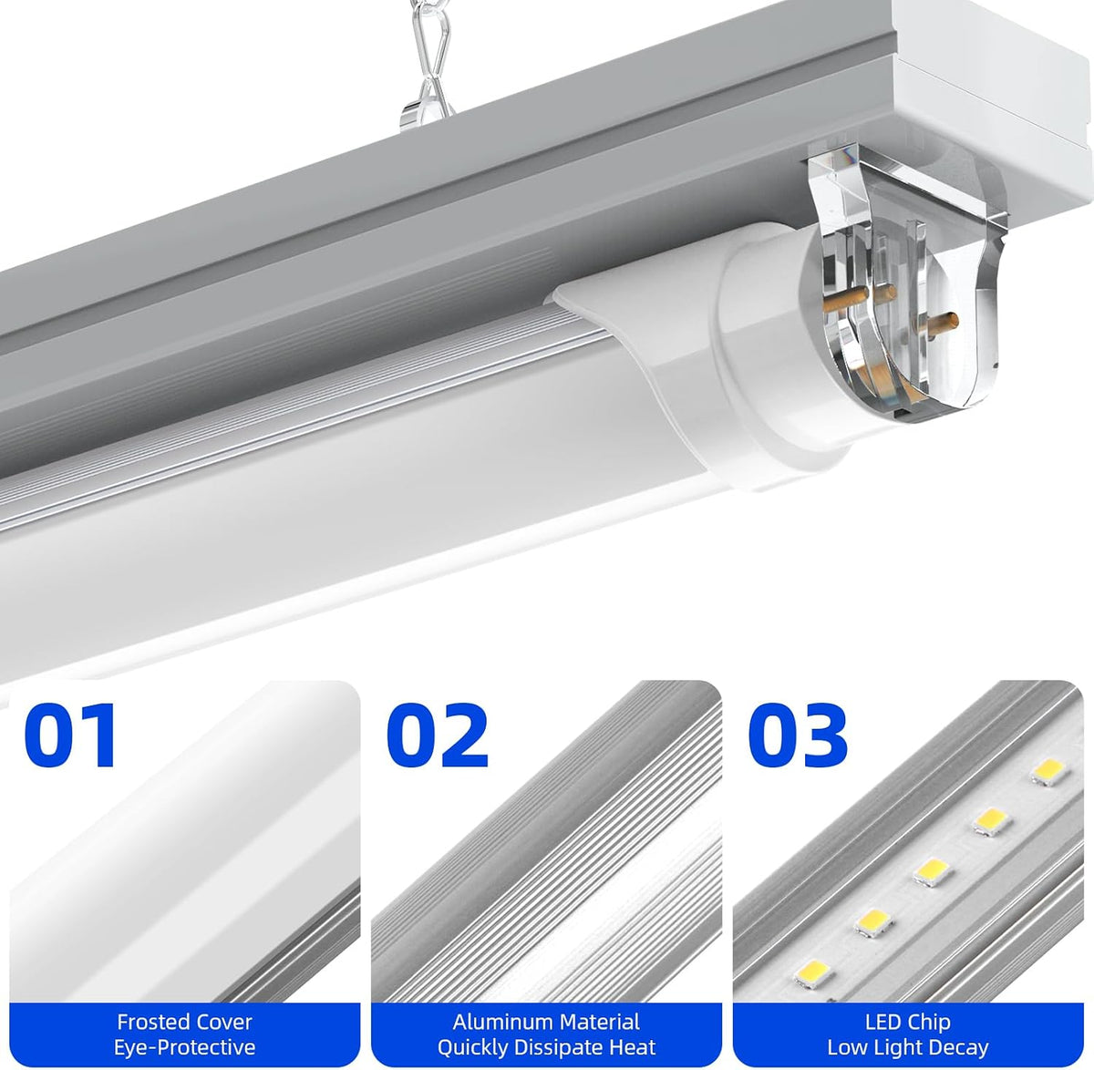 T8 LED Bulbs 4 Foot, 24W 3500LM, 6000K Bright Light, Ballast Bypass