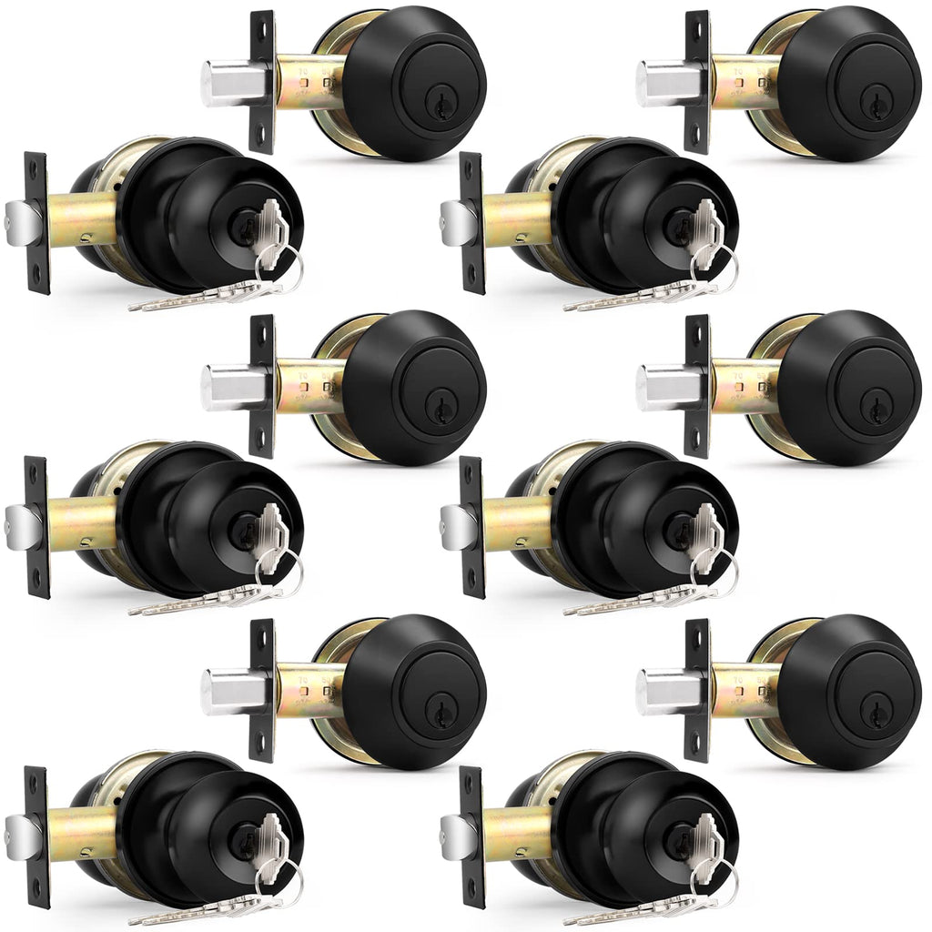 Keyed Alike Entry Knobs and Single Cylinder Deadbolt Lockset, Front Door Lock Set Exterior Door Knob with Deadbolt