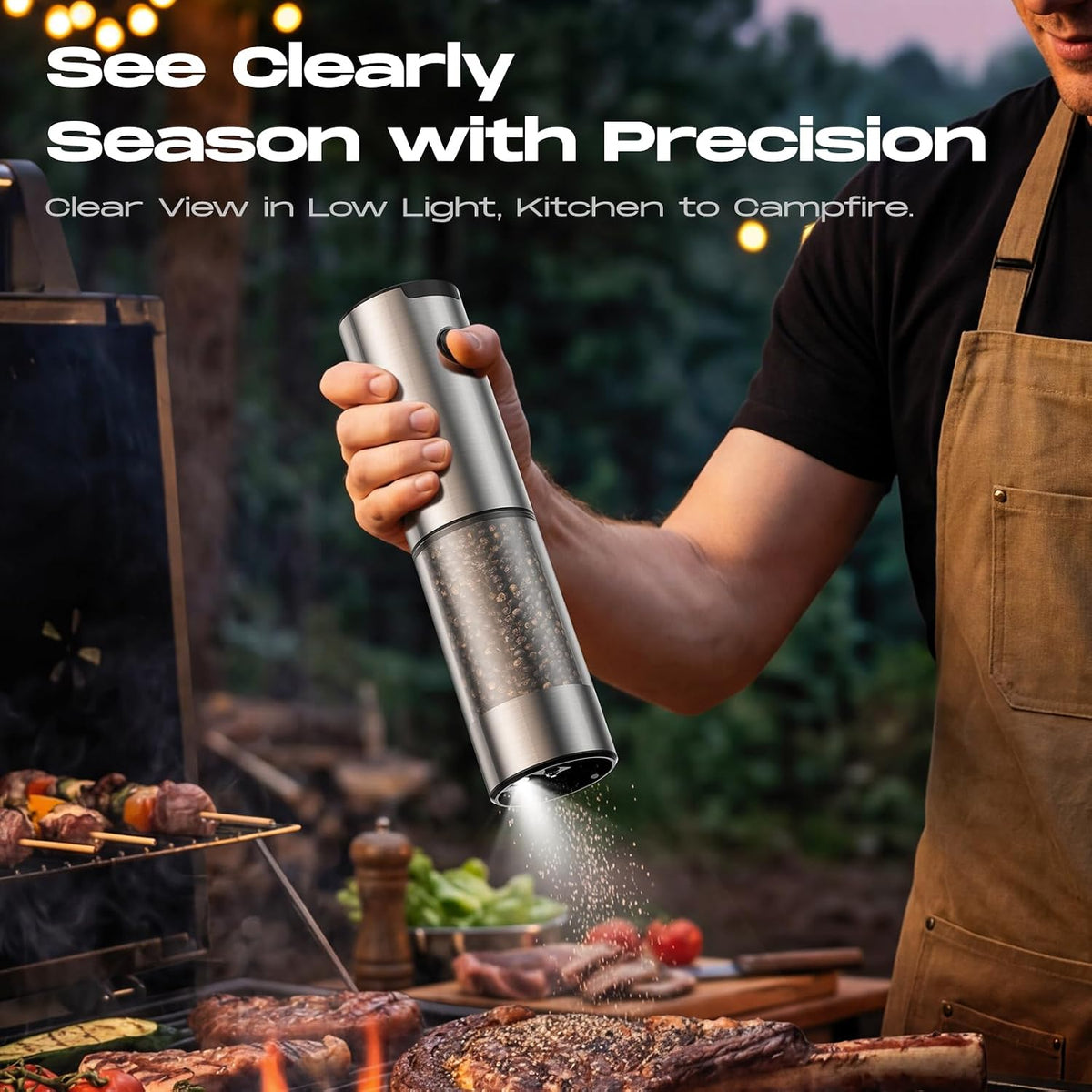 Electric Salt and Pepper Grinder Set, Battery Automatic Salt and Pepper Shaker with Adjustable Coarseness, Large