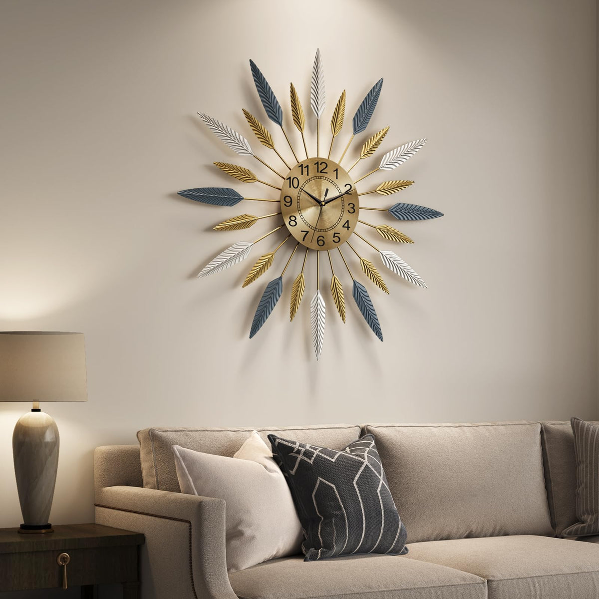 Inspired Nelson Style 30 Inch Large Wall Clock Gold Mid Century Modern Sunburst Wall Clock