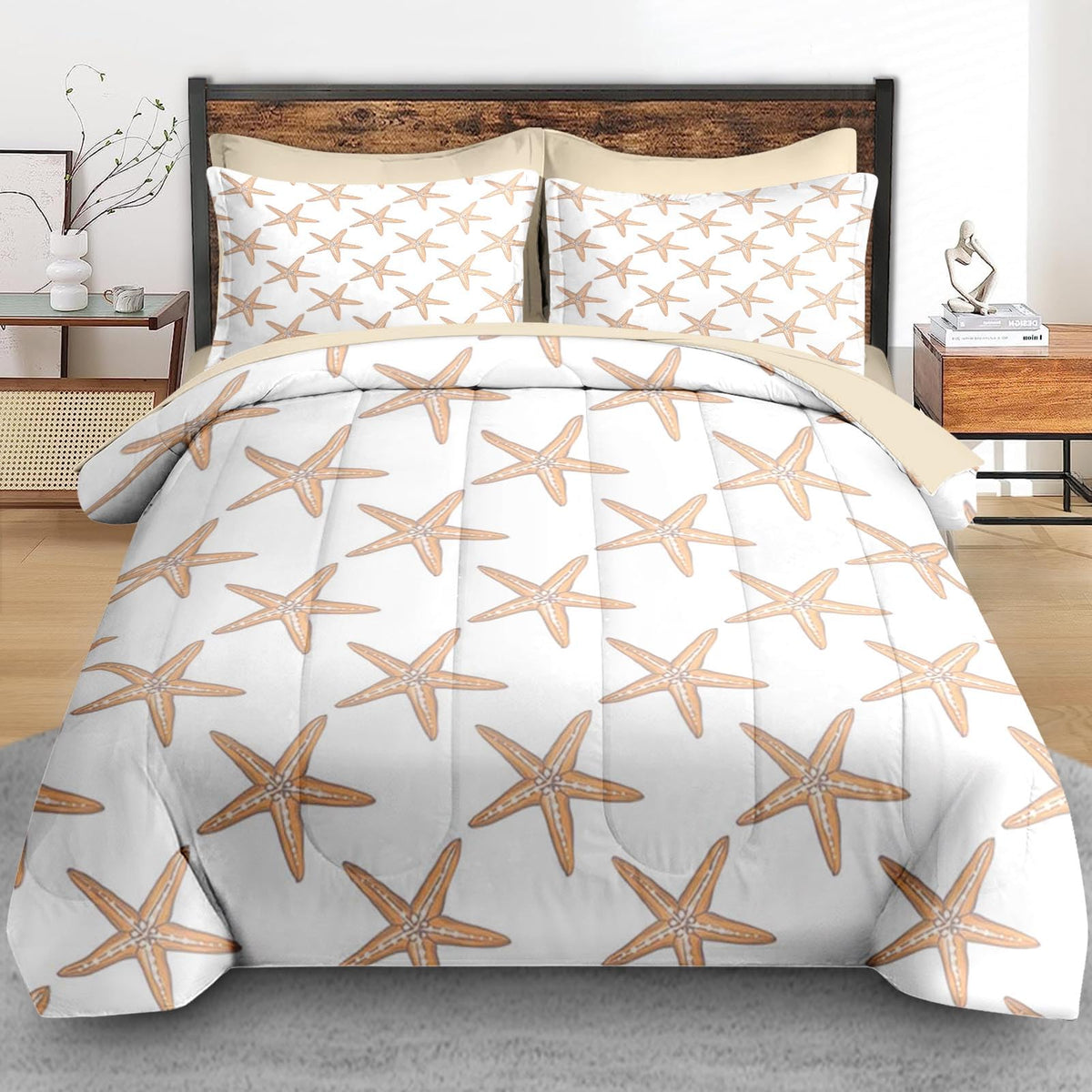 Comforter Set with Sheets, 7 Pieces Boho Sea Bedding