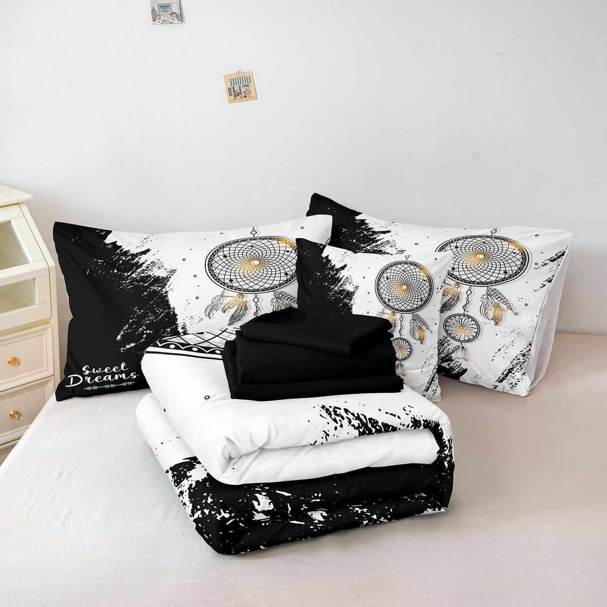 Dream Catcher Comforter Set 8 Pieces King Size Comforter with Sheets Mandala Boho Bedding Soft Quilt Set Abstract