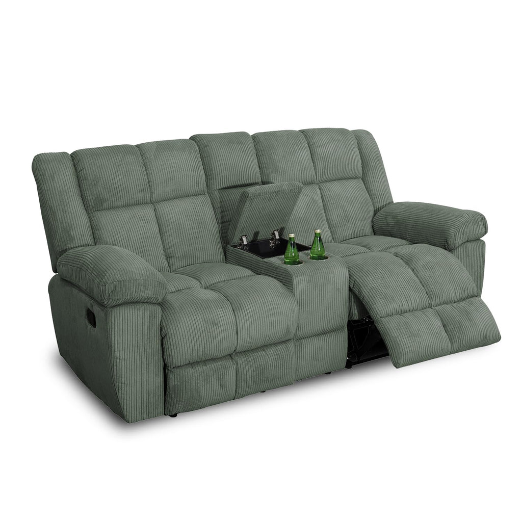Loveseat Recliner for Reclining Living Room Furniture, Green Corduroy Reclining Loveseat Manual Breathable Fabric