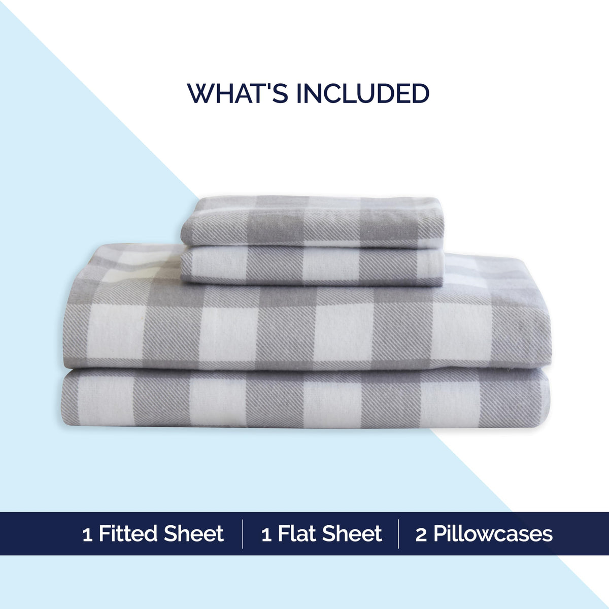 Buffalo Check Plaid Flannel Sheet Set, Gray