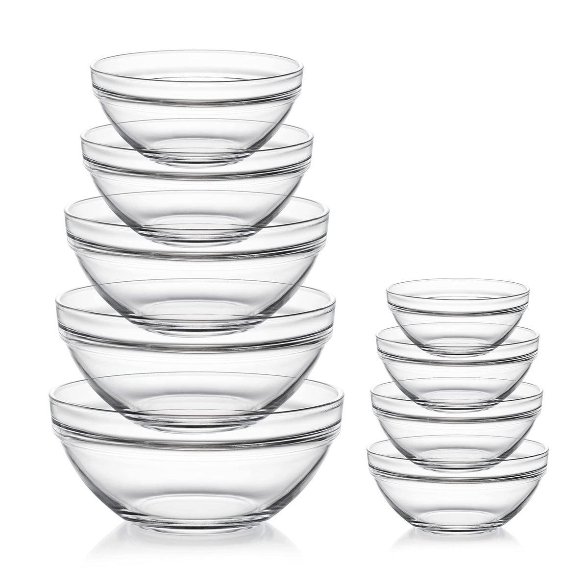 Glass Mixing Bowls Set(set of 9),Nesting Bowls for Space Saving Storage,Great for Cooking,Baking,Prepping,Stackable