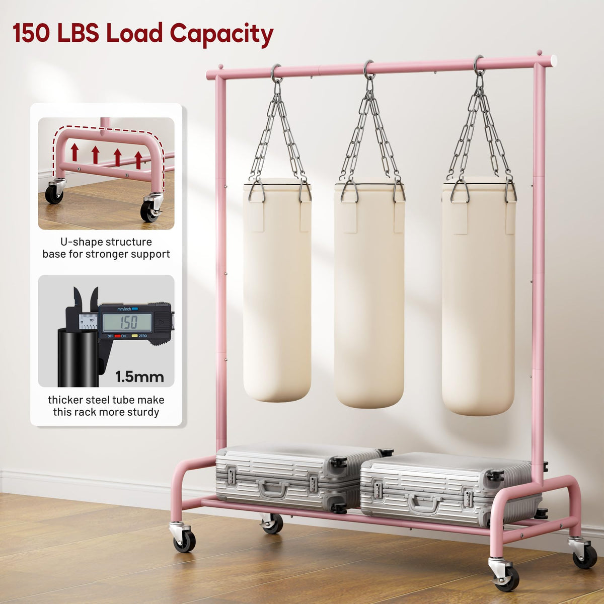 Heavy Duty Clothing Racks for Hanging Clothes Rack, 43" Wide Rolling Garment Rack Metal Clothing Hanger Rack with