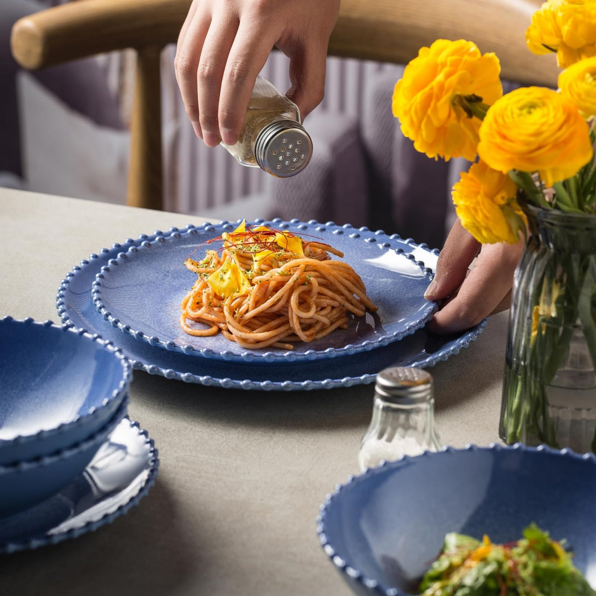 MissYIP 12 Piece Melamine Dinnerware Sets, Service for 4, Lightweight Unbreakable, BPA Free, Food Grade Plates Sets