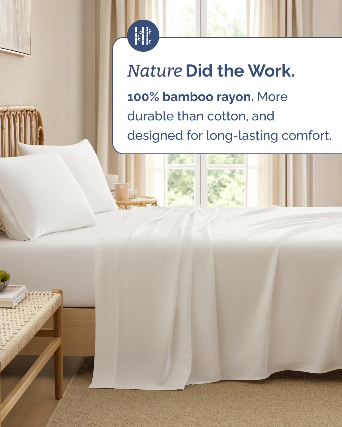 100% Rayon Derived from Bamboo - Bamboo Sheets - Antique White