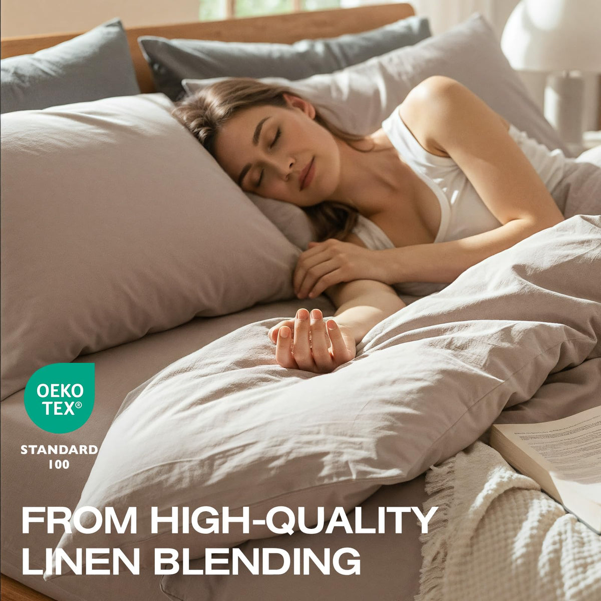 100% Linen Duvet Cover, Soft 3pcs Bedding Set with Zipper Closure, Natural Texture, Breathable for Hot